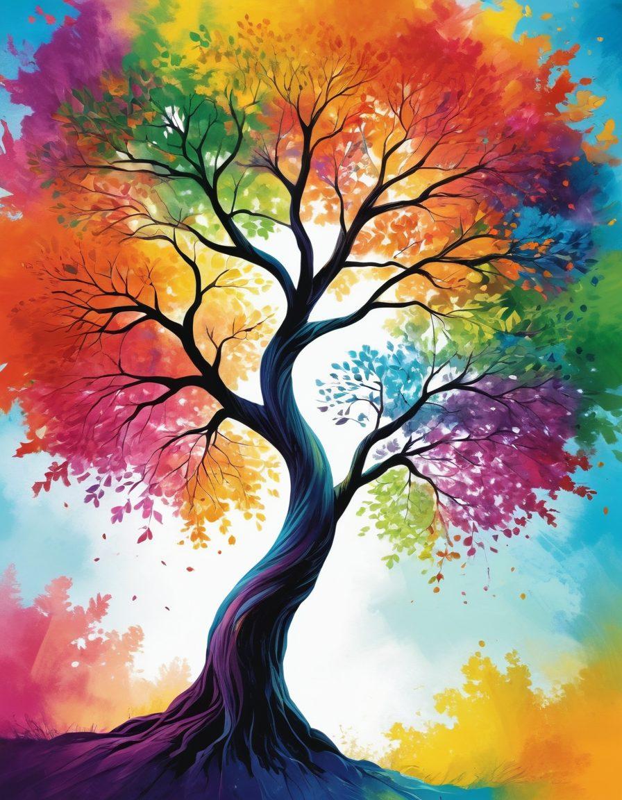 A vibrant community gathering, showcasing diverse individuals collaborating and supporting each other, surrounded by uplifting banners and symbols of the NAAC community. The scene is filled with smiles, warm interactions, and a backdrop of bright colors that evoke a sense of hope and connection. Include elements like a large, colorful tree symbolizing growth and support. super-realistic. vibrant colors. uplifting atmosphere.